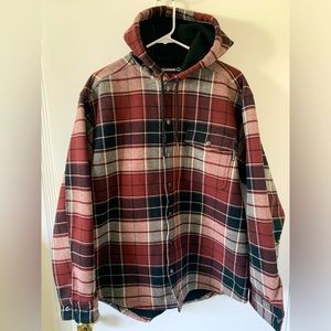 Wolverine Men’s Flannel Fleece lined shirt jacket, Size L